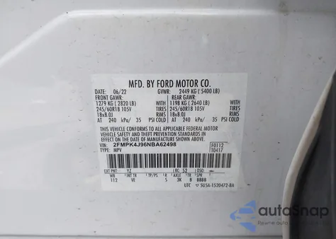 2022 Ford Edge Sel from USA, damaged, VIN 2FMPK4J96NBA62498